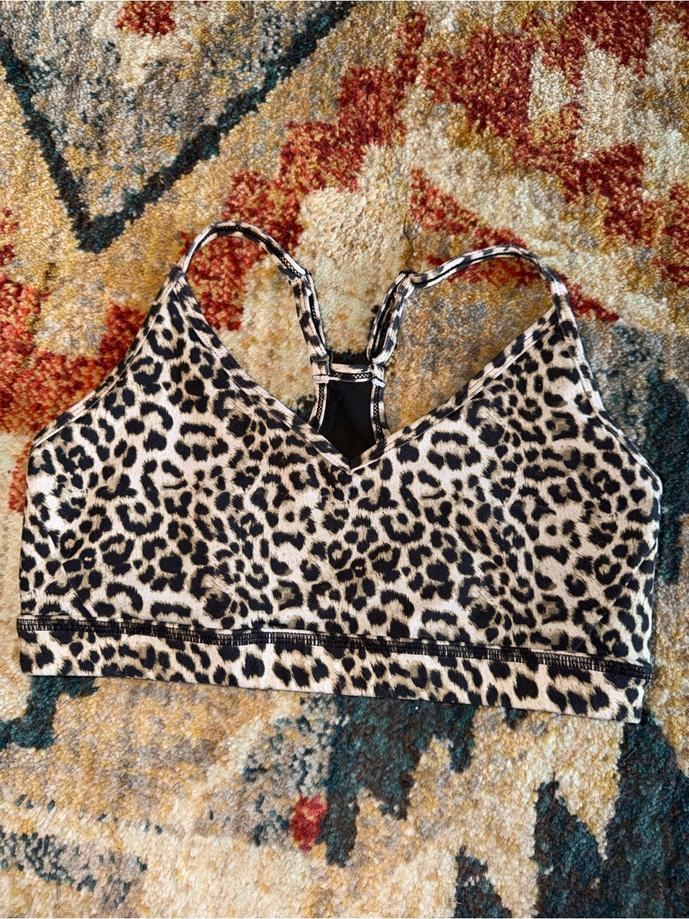 ZYIA Leopard-Print Seamless Sports Bra - Beige & Black